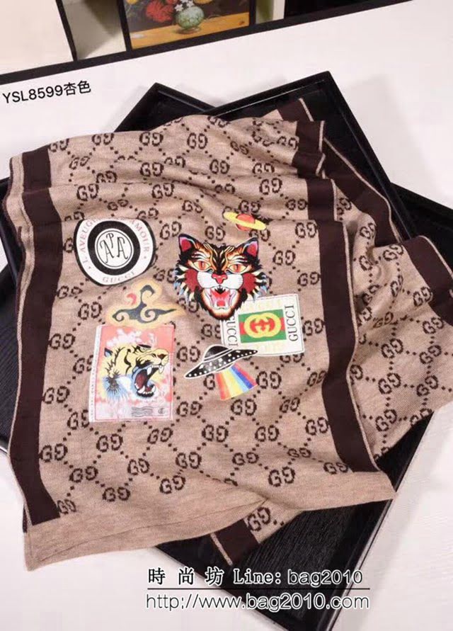 GUCCI古馳頂級原單 專櫃限量百搭款羊絨圍巾 男女同款 YSL8559 LLWJ6529